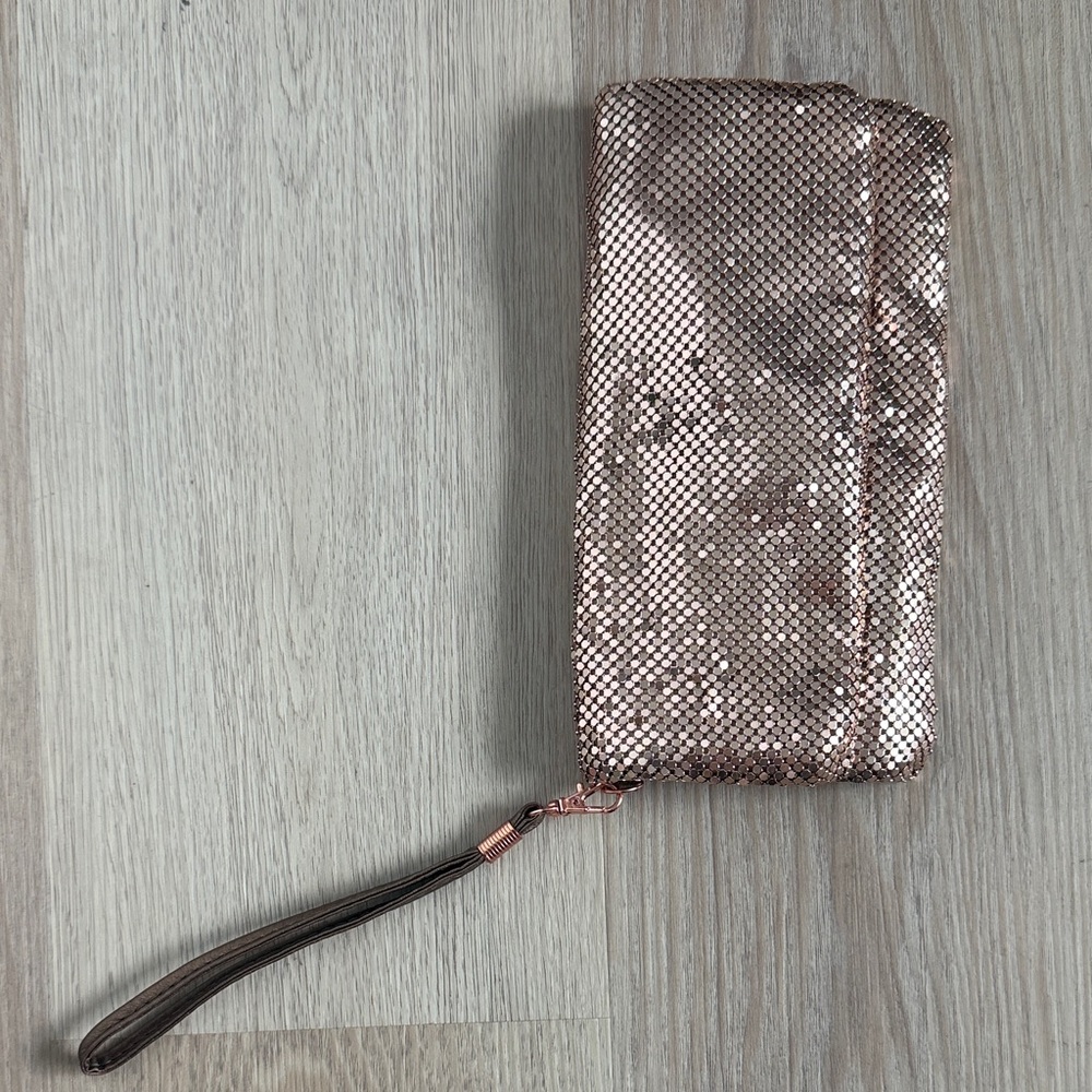 Christopher & Banks Metallic Metal Clutch